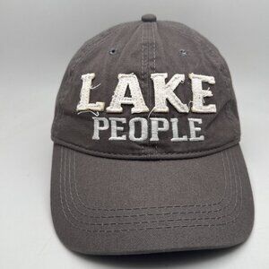 Lake People Hat Cap Grey Gray Distressed Premium Quality Adjustable Embroidered